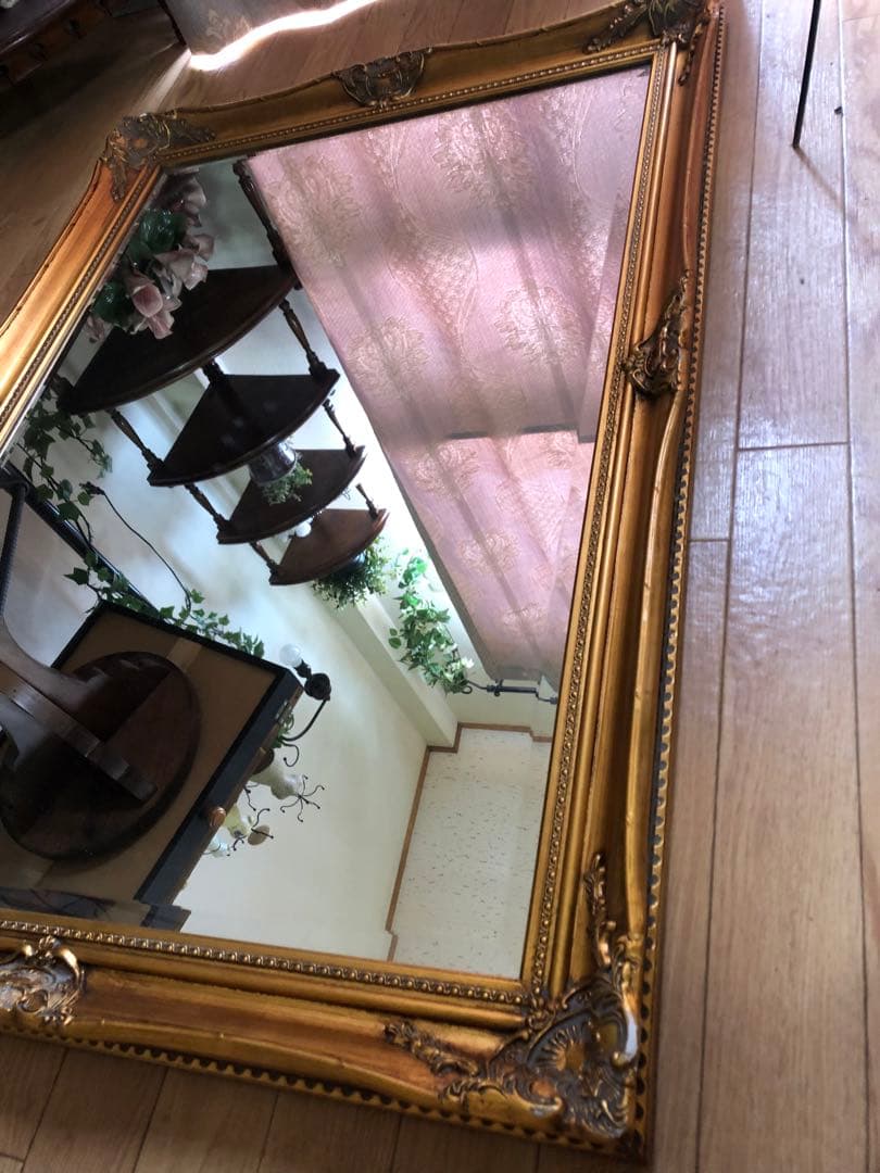 ミラー　アンティーク調　ロココ調　姿見　スタンドミラー　宮殿風　ヨーロピアン風