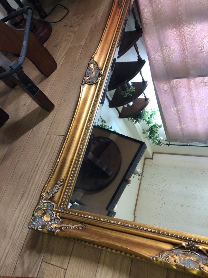 ミラー　アンティーク調　ロココ調　姿見　スタンドミラー　宮殿風　ヨーロピアン風