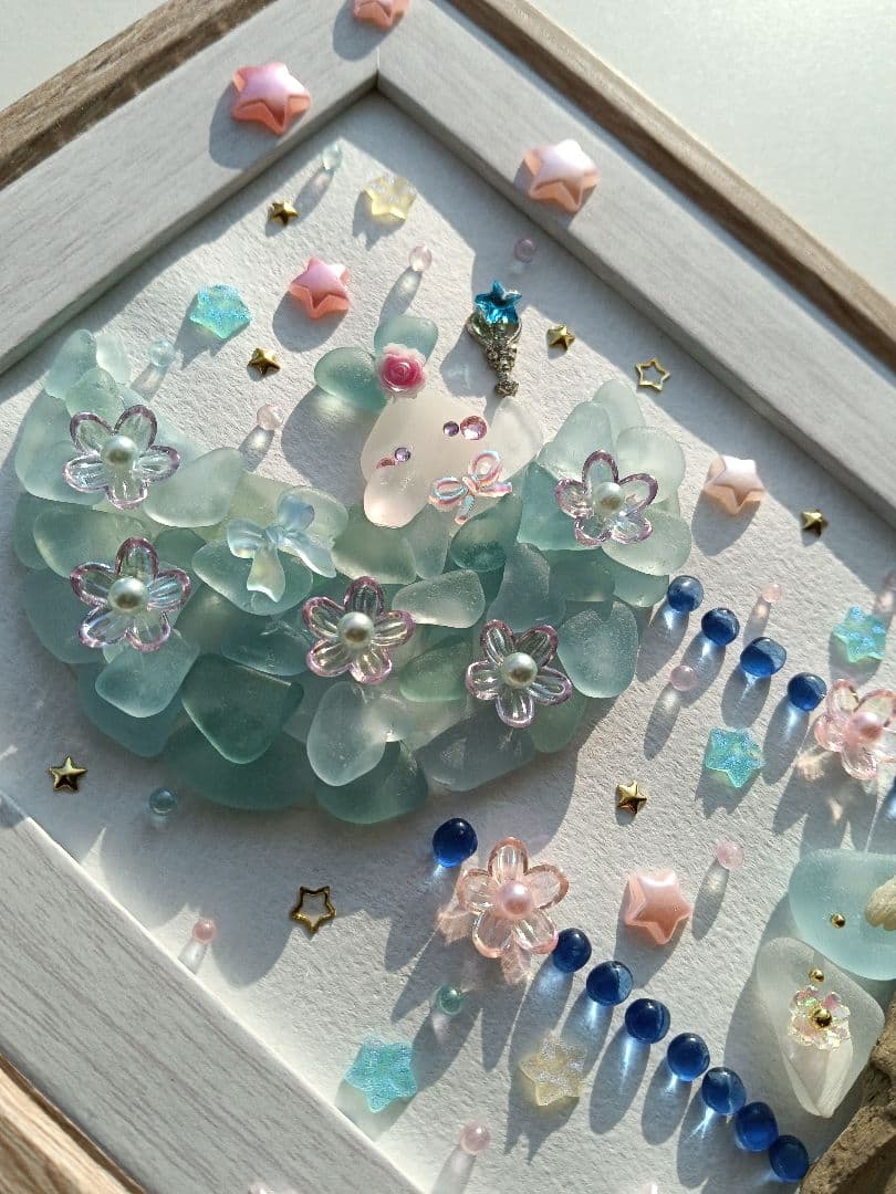 ❤️感謝価格❤️月うさぎに願いを❤️小鳥❤️うさぎ❤️シーグラス