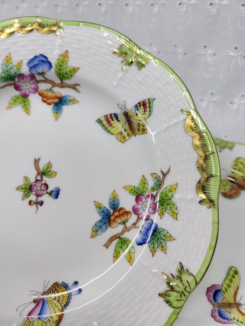 美品✨ヘレンド ヴィクトリアブーケ サラダ デザート プレート17 皿 花蝶②