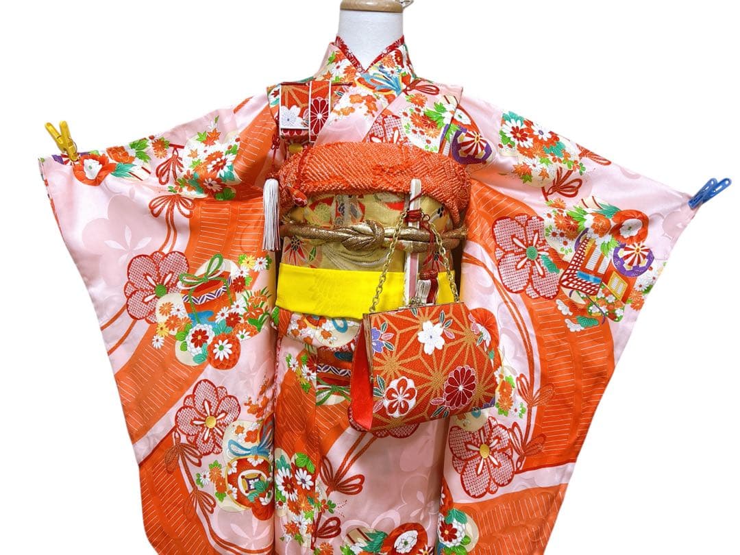 人気のレトロ着物♡七五三　小さめ7歳　女の子　セット　一式　正絹