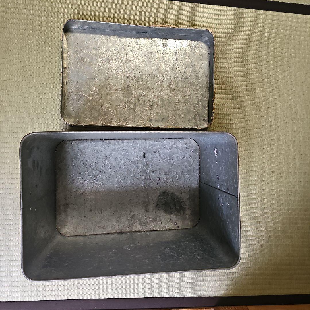 初期昭和レトロ/1950年代物】別注ブリキ製品収納ボックス ブリキ缶 厚鈑特製