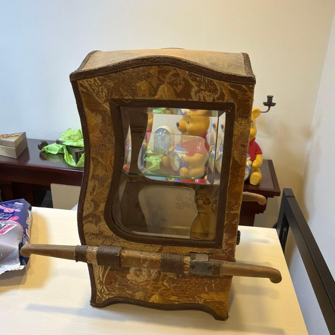 大正〜昭和初期 卓上ガラスケース 布張り 飾り棚 レトロ アンティーク