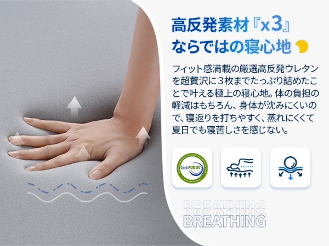 スプリングマットレス ホワイト/ネイビー クイーンサイズ