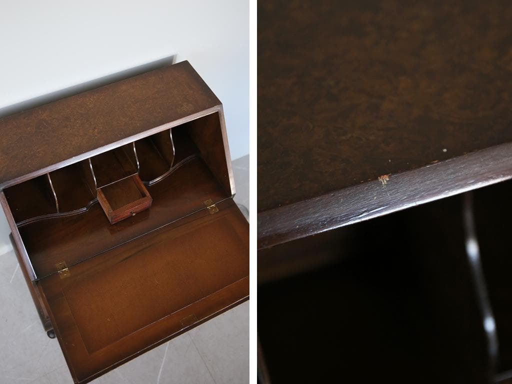 英国アンティーク猫脚ライティングビューロー/木製デスク/勉強机チェスト91-56