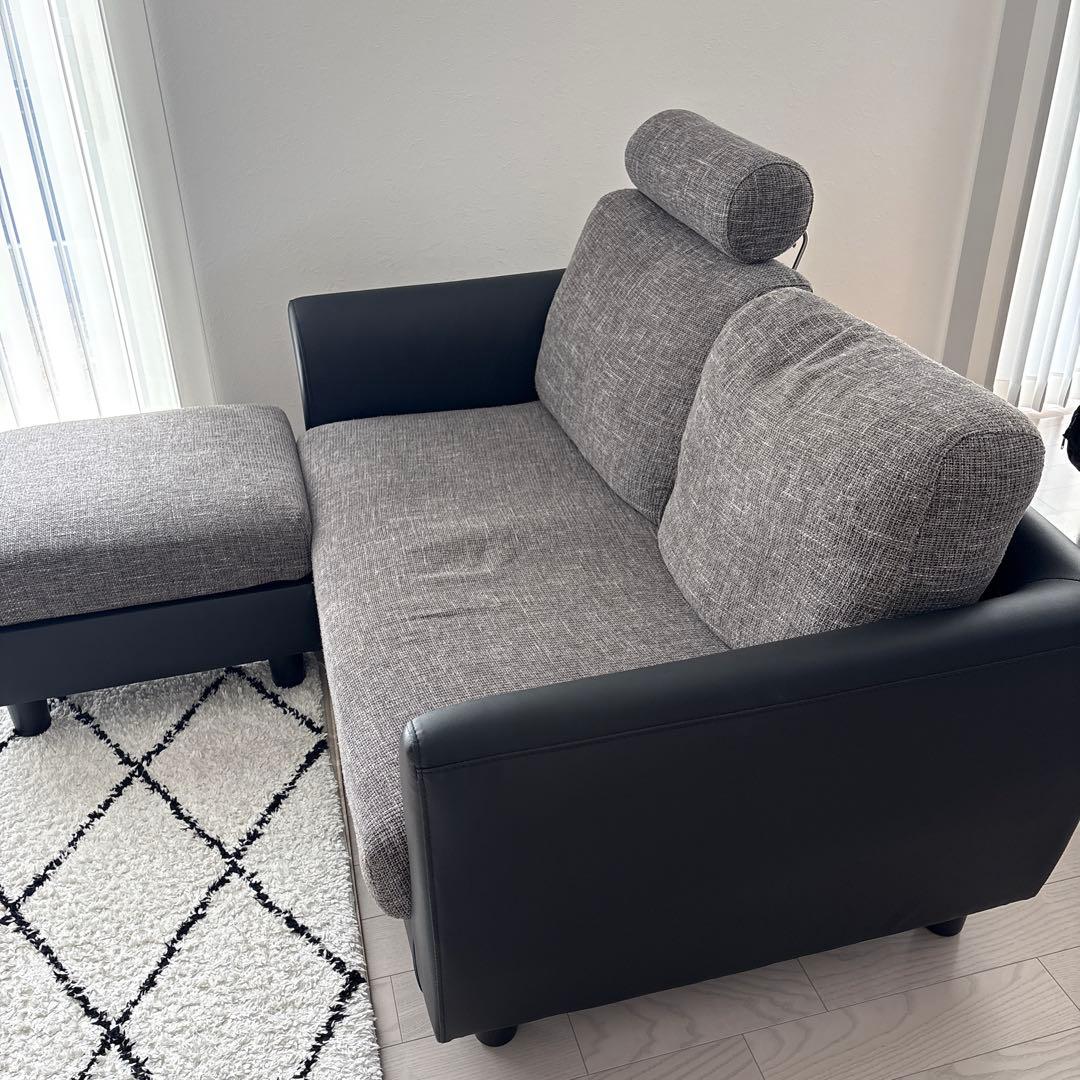 LOWYA カウチ2人掛けソファ グレー