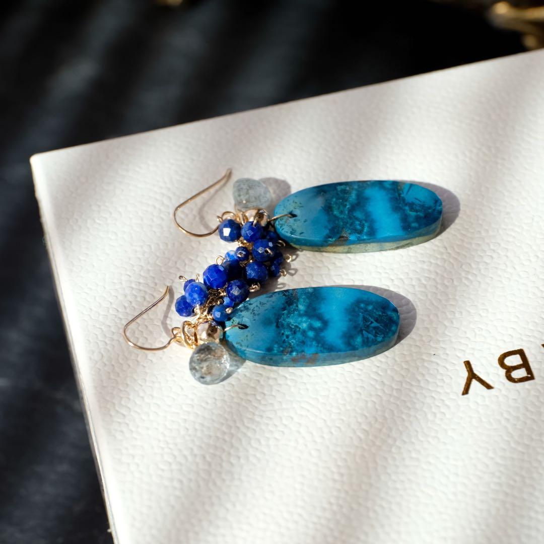 14kgfアズライトピアス2way