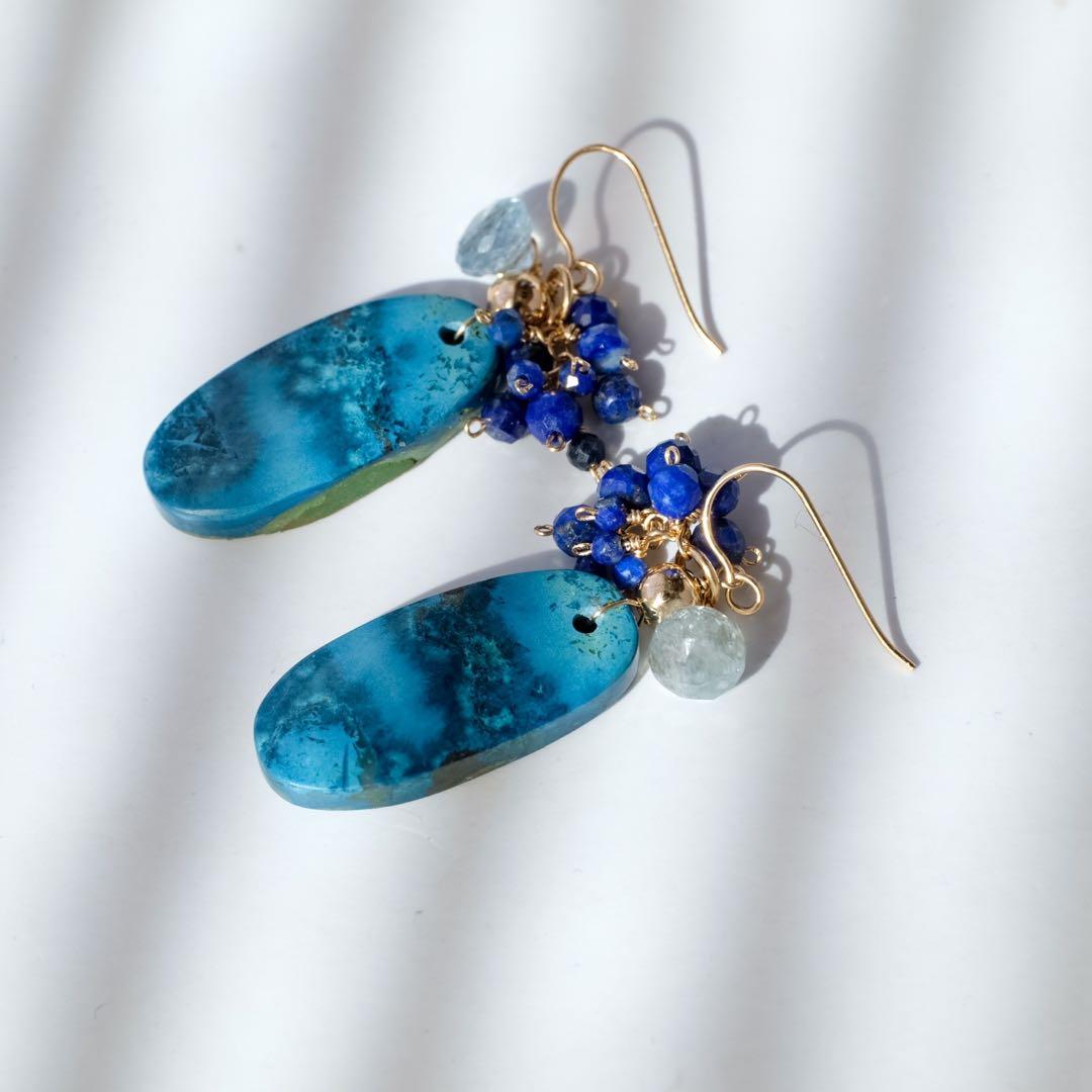 14kgfアズライトピアス2way