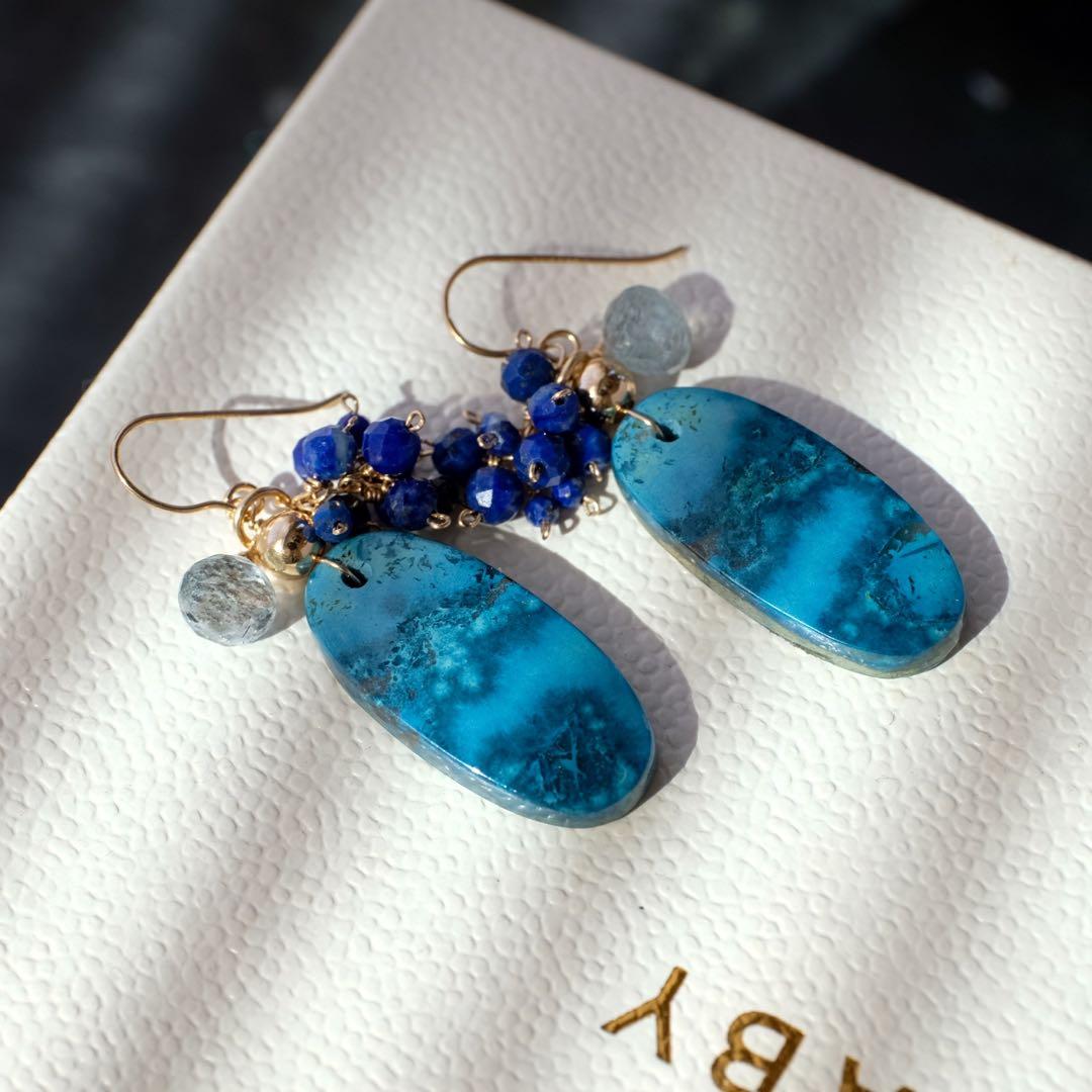 14kgfアズライトピアス2way