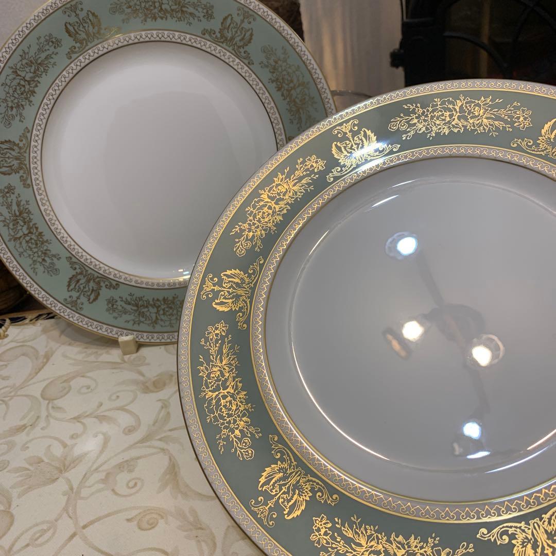 ウェッジウッド コロンビア　セージグリーン 27cmディナープレート 2枚