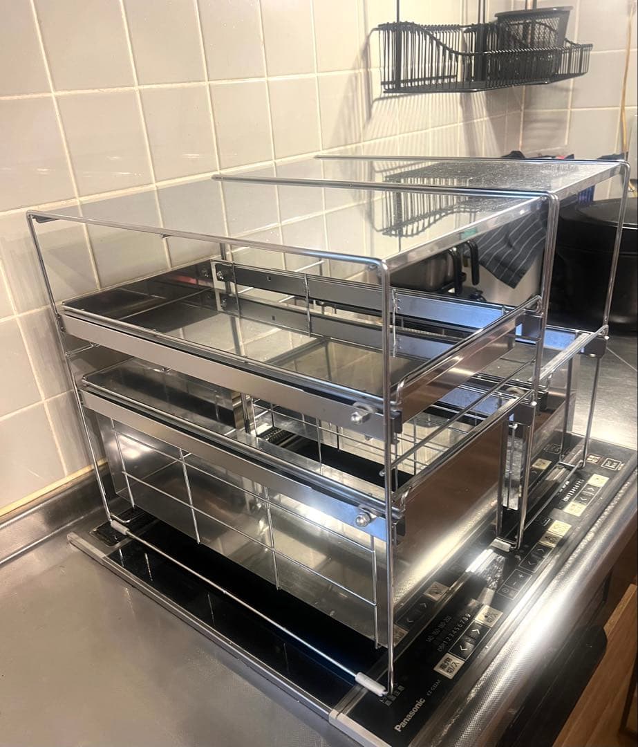 ディノス　ステンレス棚シンク下スライドラック 『3段』『2段式』 2個セット