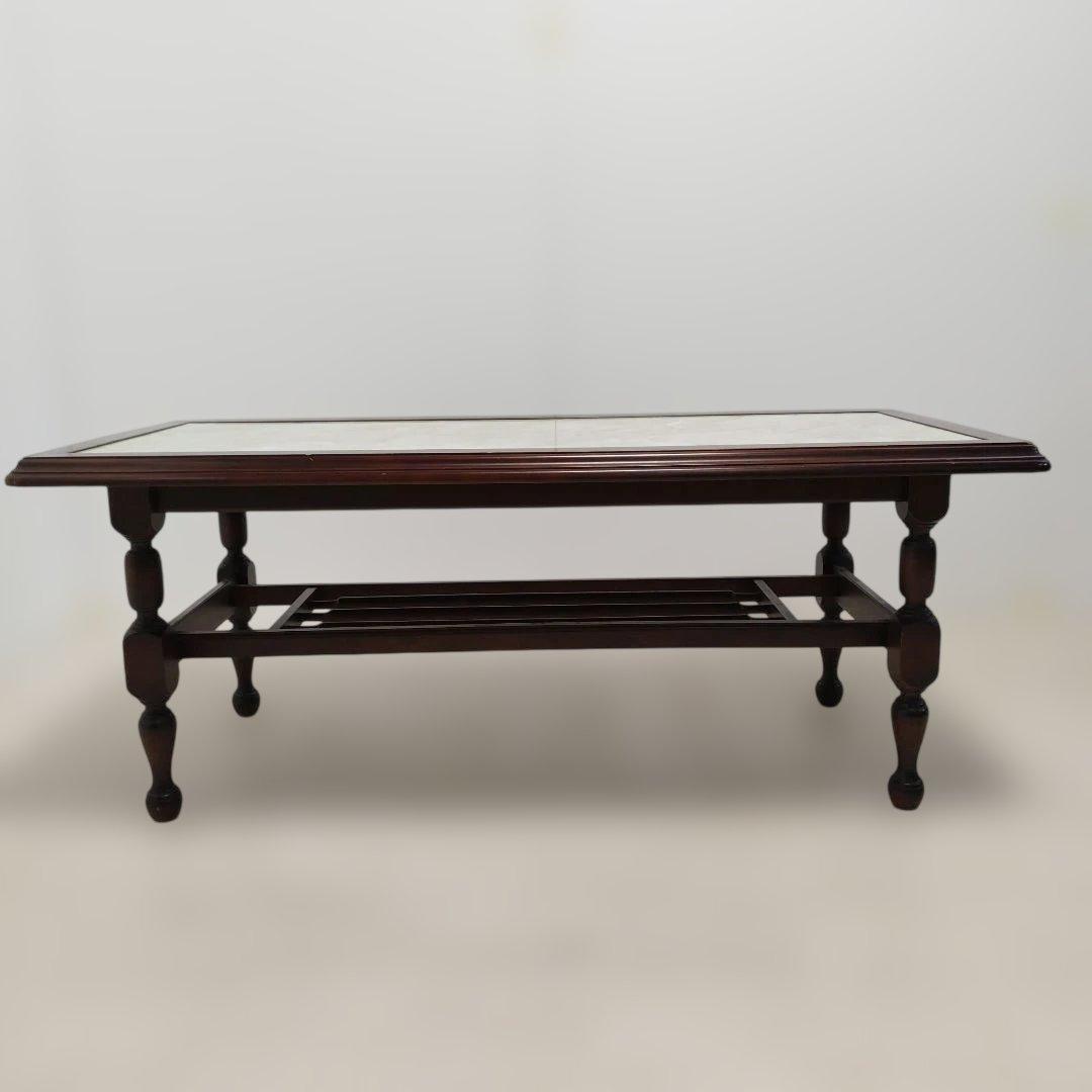 【引取歓迎】アンティーク オールド カリモク センターテーブル 大理石調 レトロ