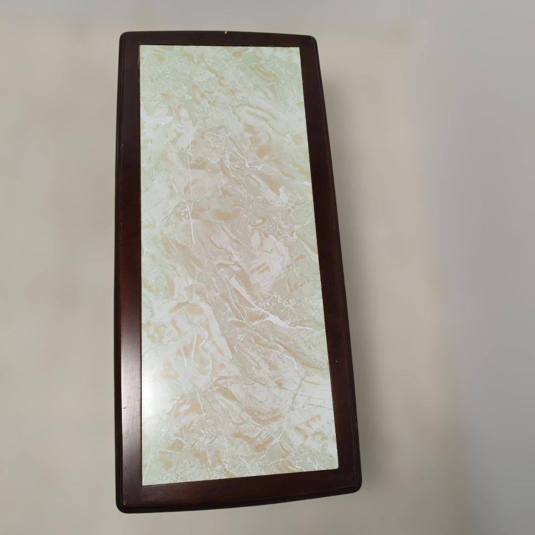 【引取歓迎】アンティーク オールド カリモク センターテーブル 大理石調 レトロ