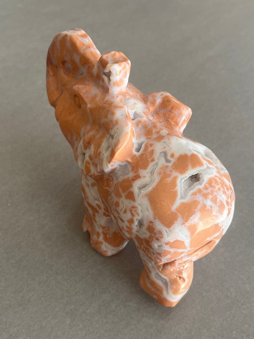 ピンク瑪瑙　象　置物