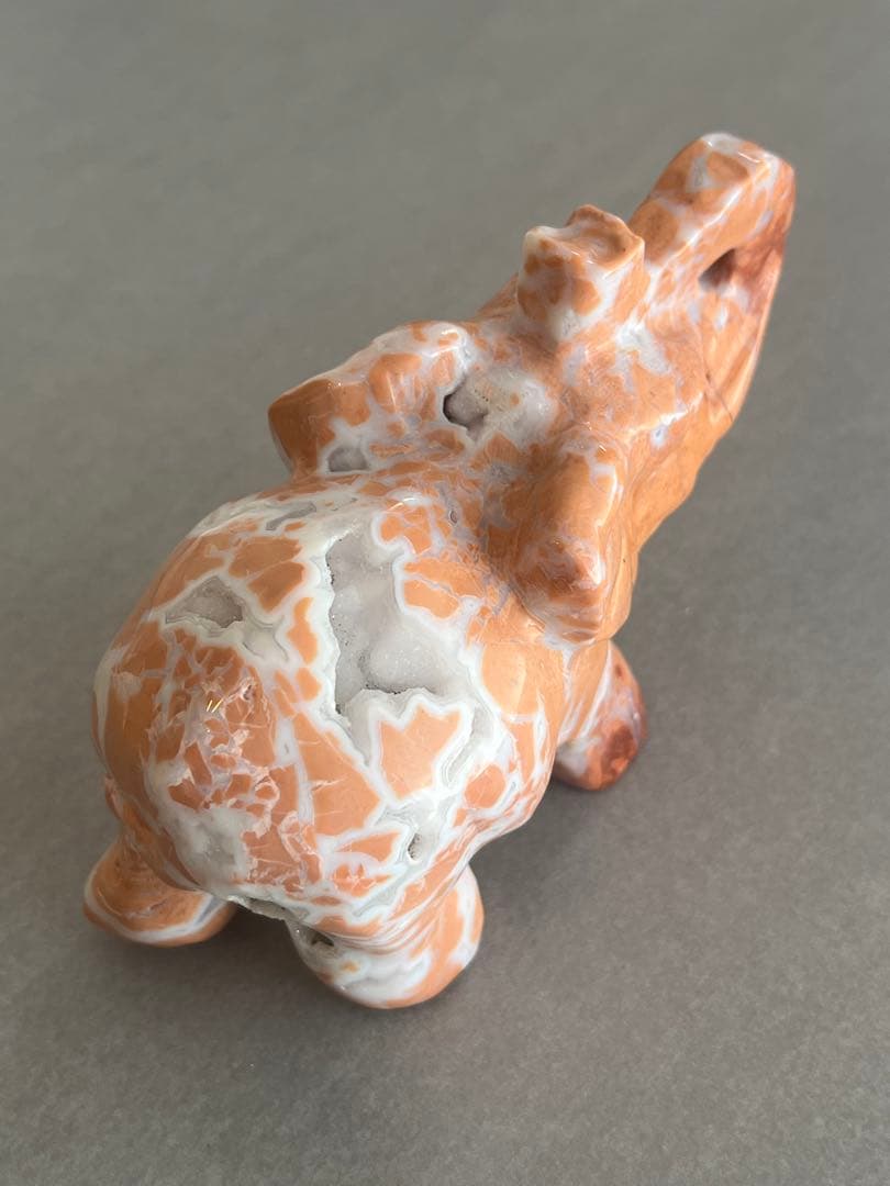 ピンク瑪瑙　象　置物