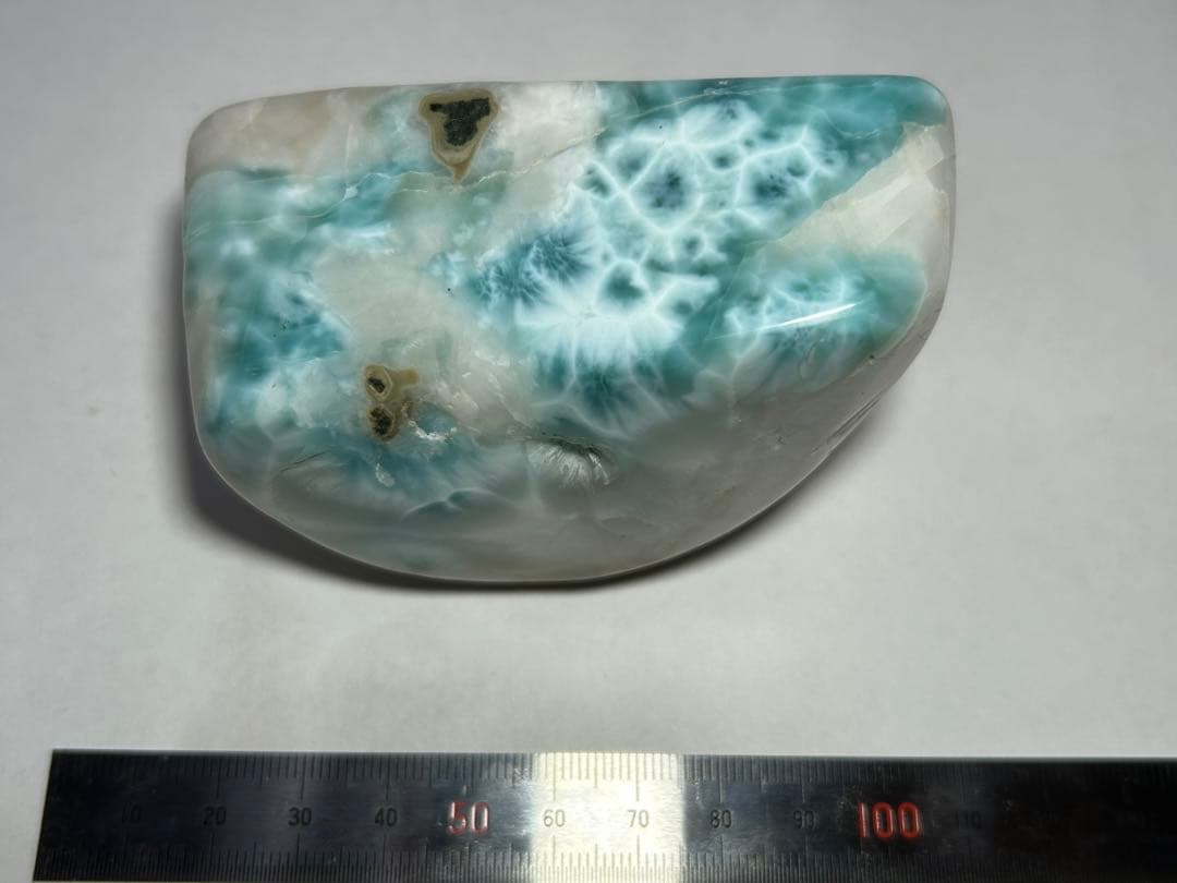 ドミニカ産　特大　ラリマー　ブルー　ペクトライト　原石　磨き石　370.5g