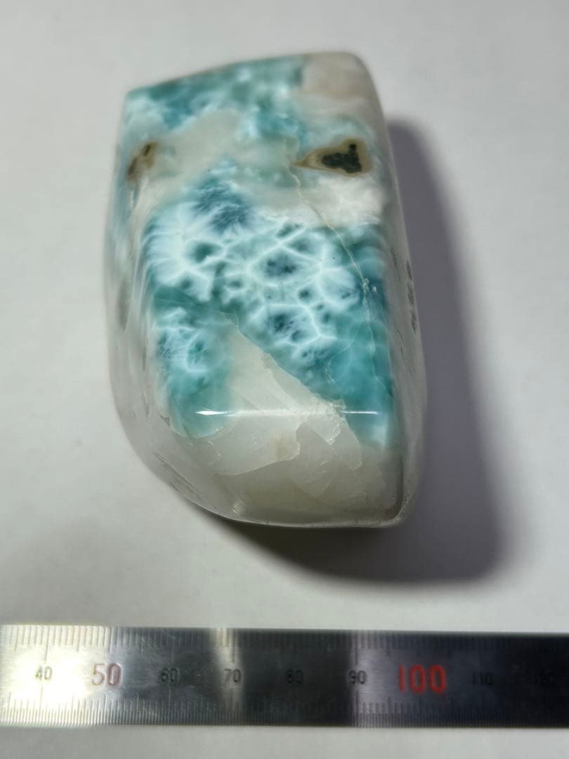 ドミニカ産　特大　ラリマー　ブルー　ペクトライト　原石　磨き石　370.5g