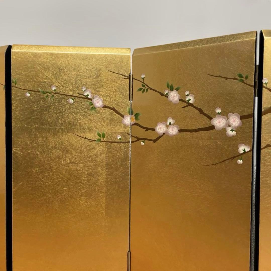 雛人形　桃の節句　屏風　六曲金枝桜蒔絵