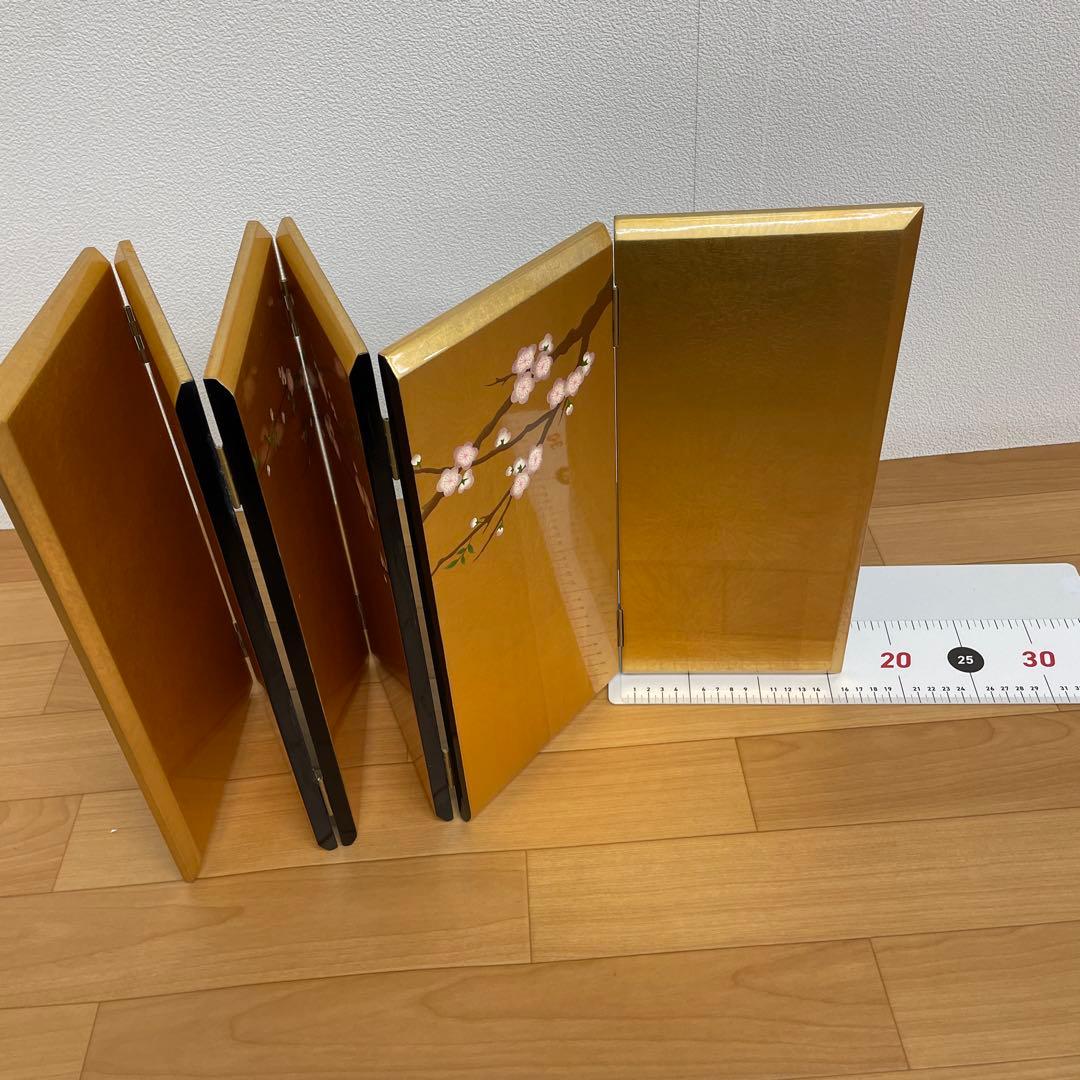 雛人形　桃の節句　屏風　六曲金枝桜蒔絵