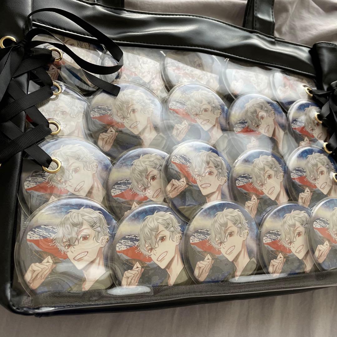 葛葉 にじさんじ 痛バ スイパラ 缶バッジ 痛バッグ ブラック 黒 ろふま