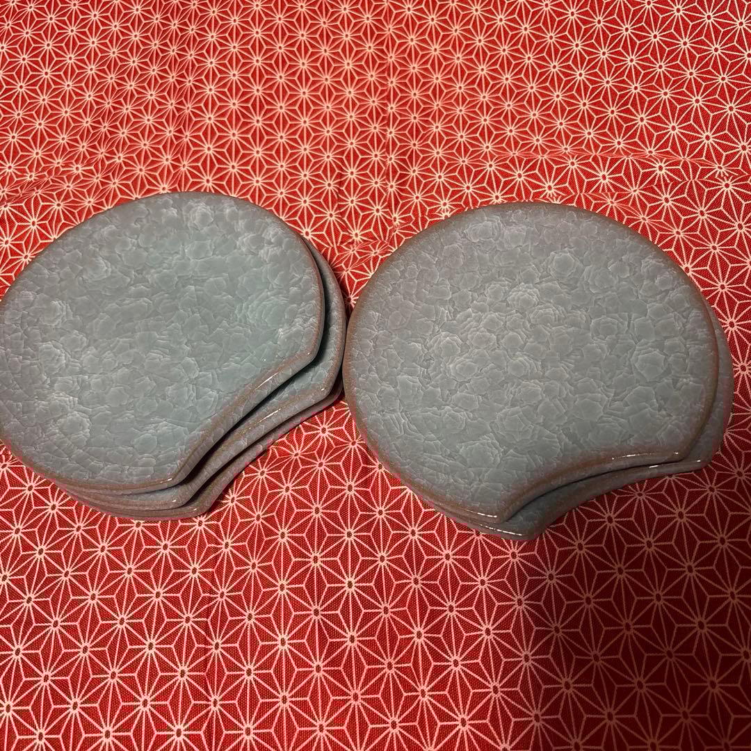 淡い青色 半月形皿 橘吉 5皿セット 銘々皿 青磁 たち吉