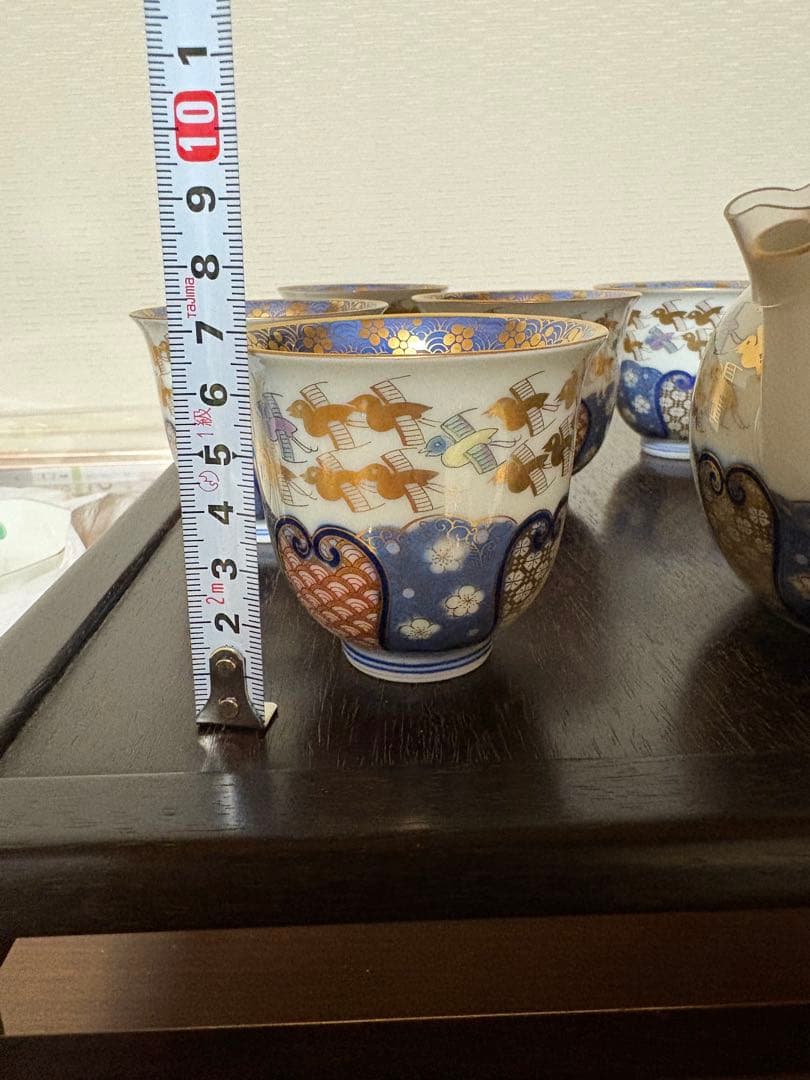 2170 其泉 賞美堂 金彩千鳥祥瑞 茶器セット 急須1客 湯呑5客 2170