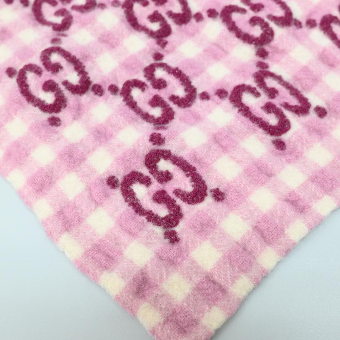 ▼ 47277★冬 GUCCI グッチ GG柄 ブランケット ひざ掛け ピンク