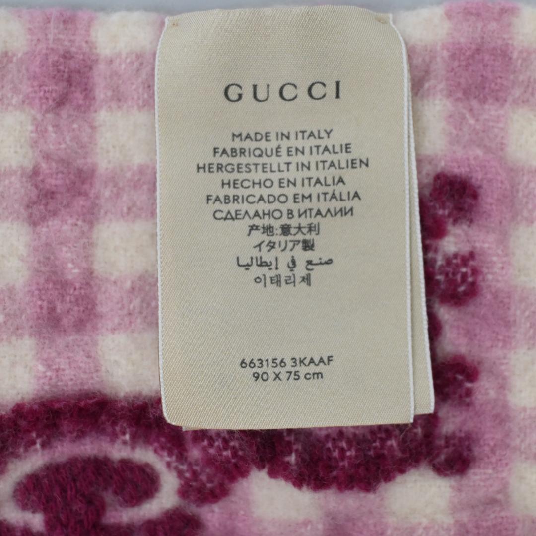 ▼ 47277★冬 GUCCI グッチ GG柄 ブランケット ひざ掛け ピンク