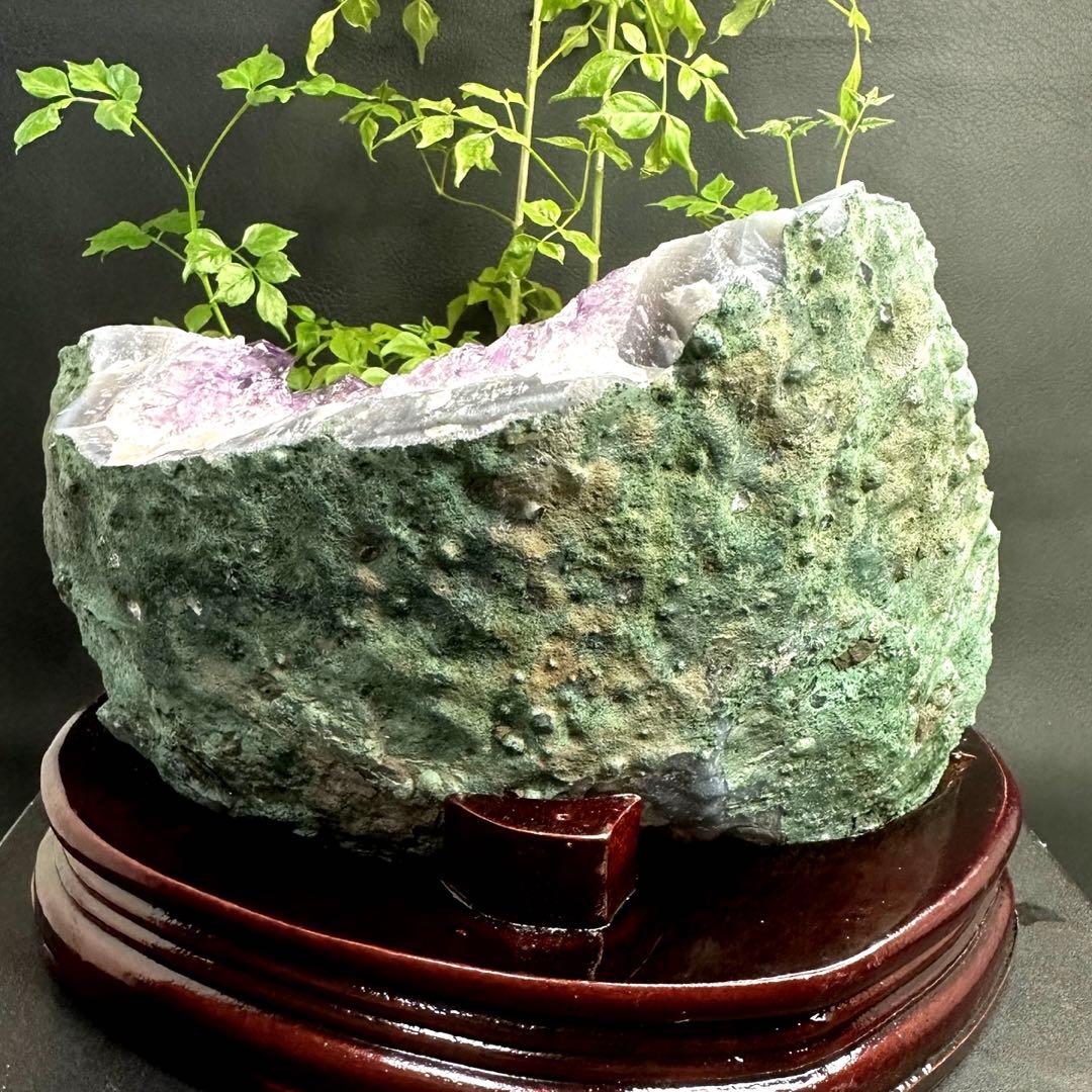 金運❗️絶品❣️濃紫の煌めきアメジストドーム☆レインボー☆カコクセナイト共生A892