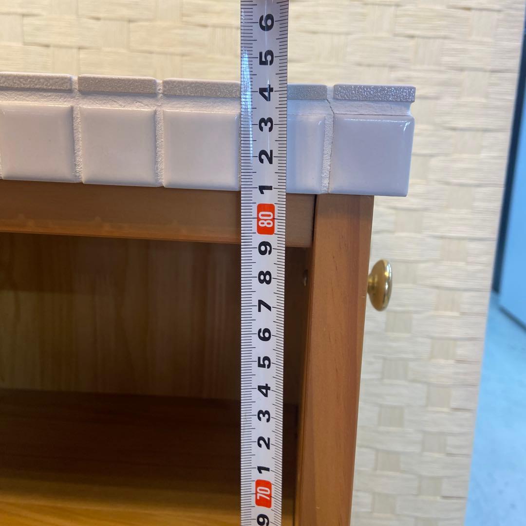 モモナチュラル MomoNatural⭐️モザイク タイル　スリム キッチンワゴン