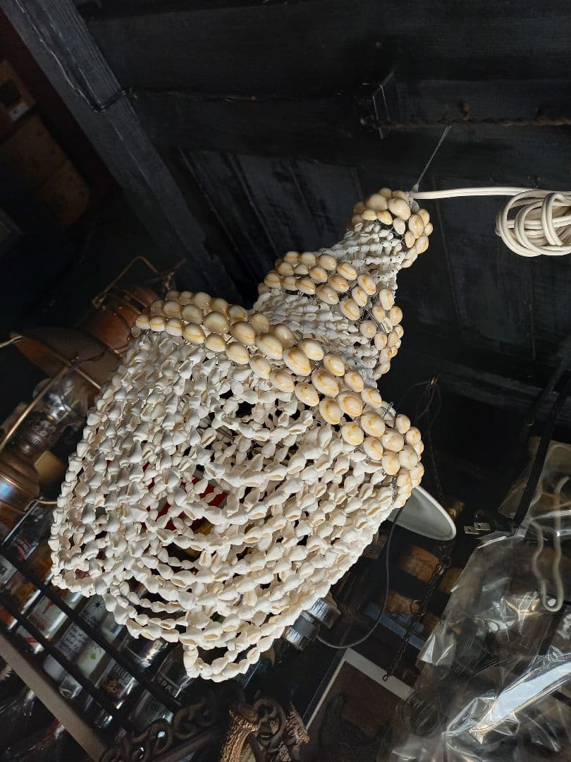 レア　フレンチ　シェル　ビーズ　シャンデリア　ハンギング　ランプ