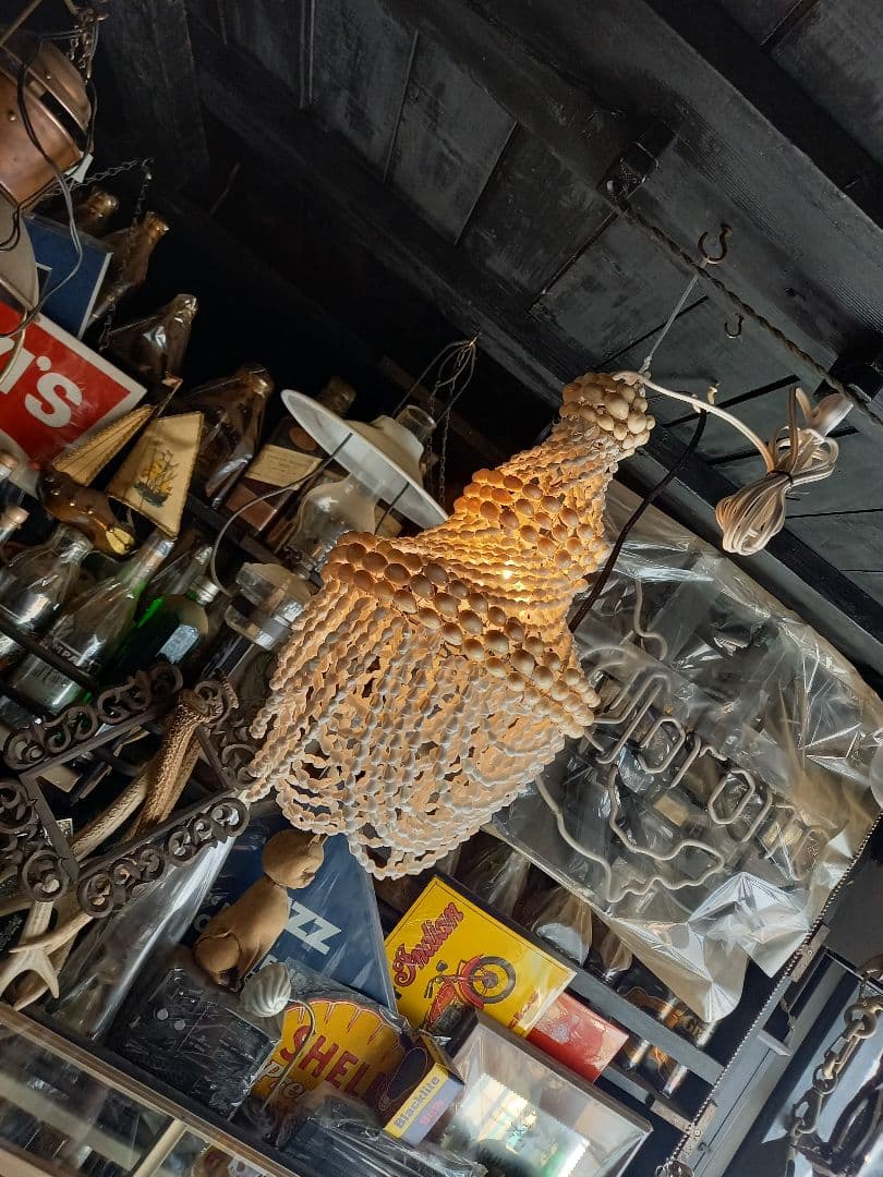 レア　フレンチ　シェル　ビーズ　シャンデリア　ハンギング　ランプ