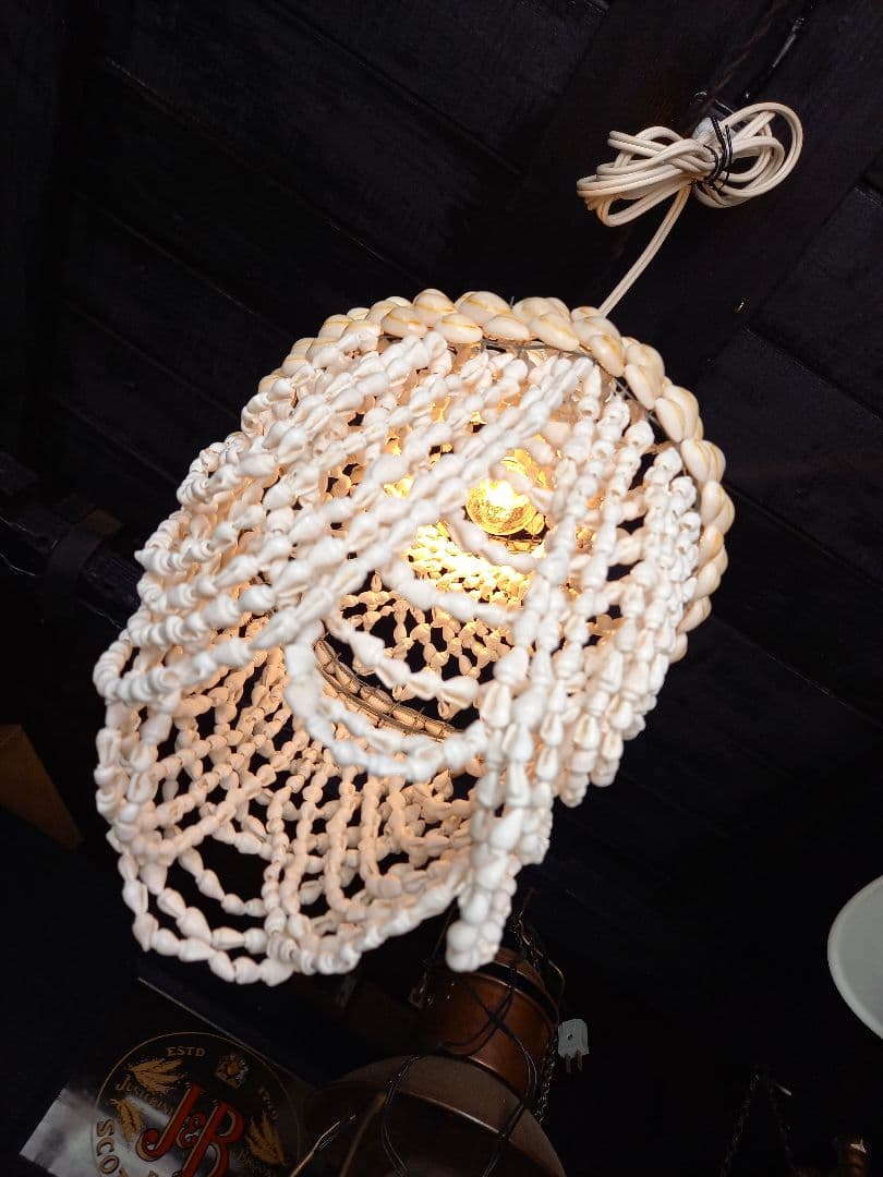 レア　フレンチ　シェル　ビーズ　シャンデリア　ハンギング　ランプ