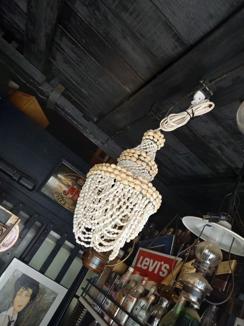 レア　フレンチ　シェル　ビーズ　シャンデリア　ハンギング　ランプ