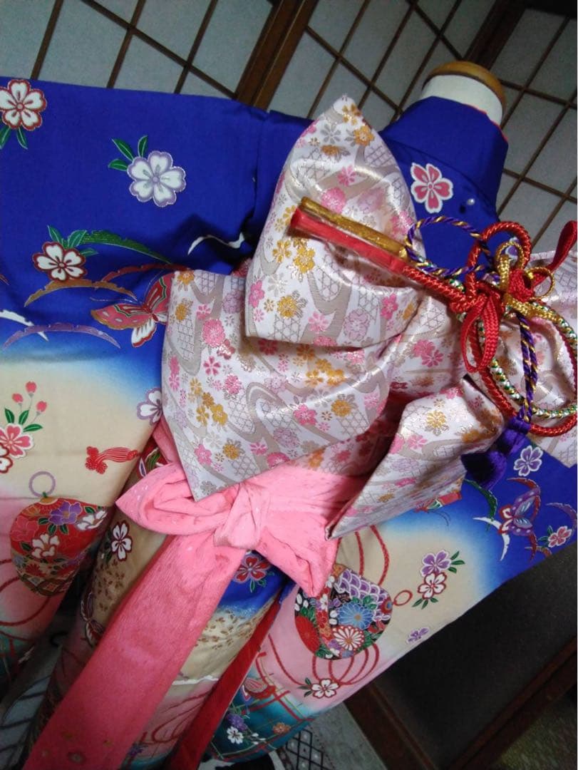 7歳向け・表側正絹・お着物のセット・目立たない汚れあり
