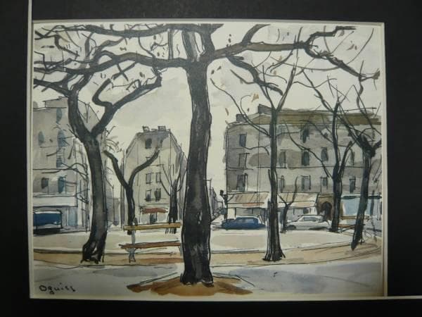 荻須高徳・OGISS　パリの小広場　画集より　状態良好　新品額付