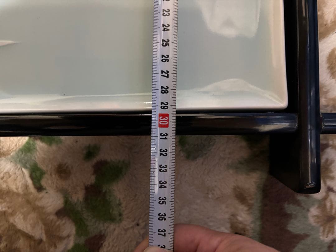 竹模様の青い皿 約40cm x 30cm