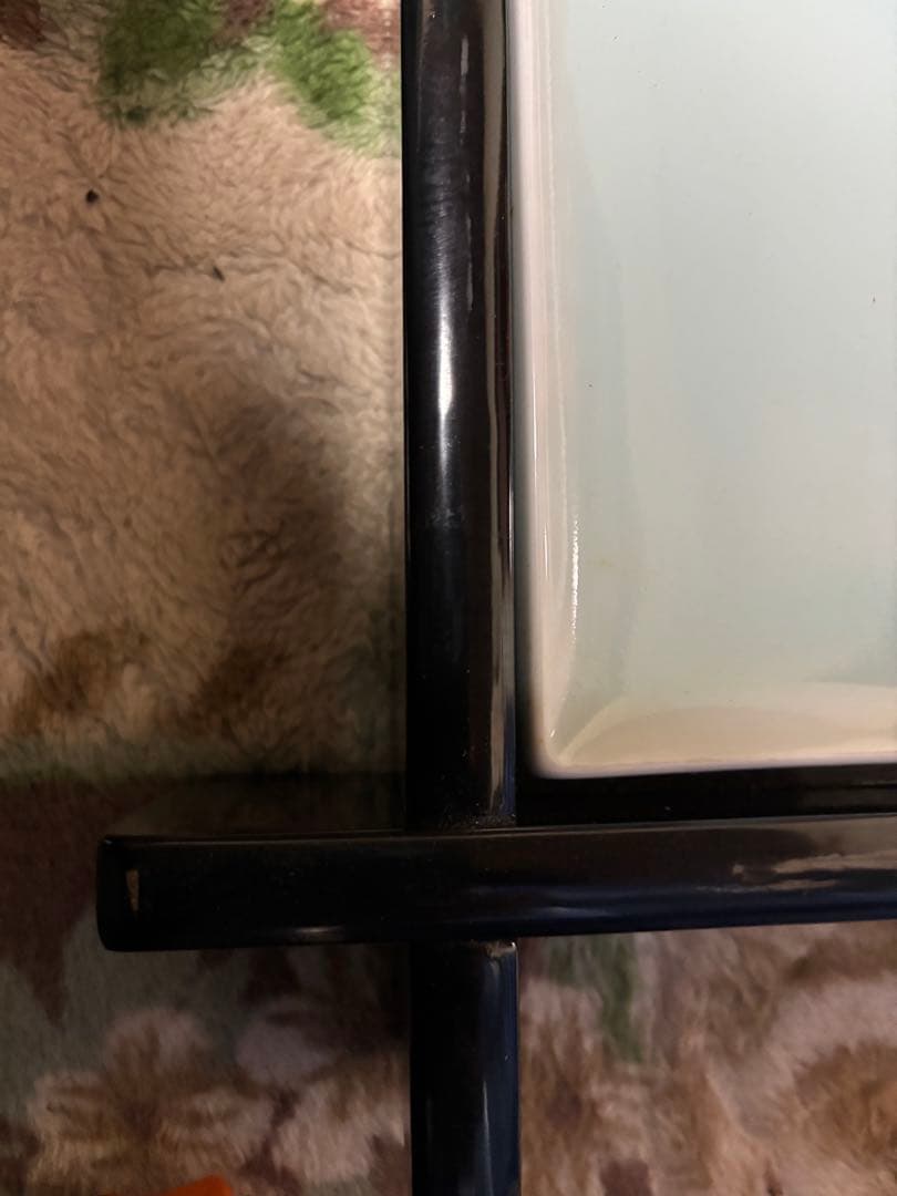 竹模様の青い皿 約40cm x 30cm