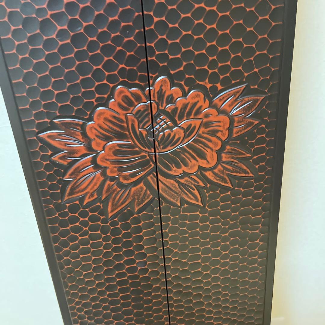 昭和レトロ　鎌倉彫三面鏡