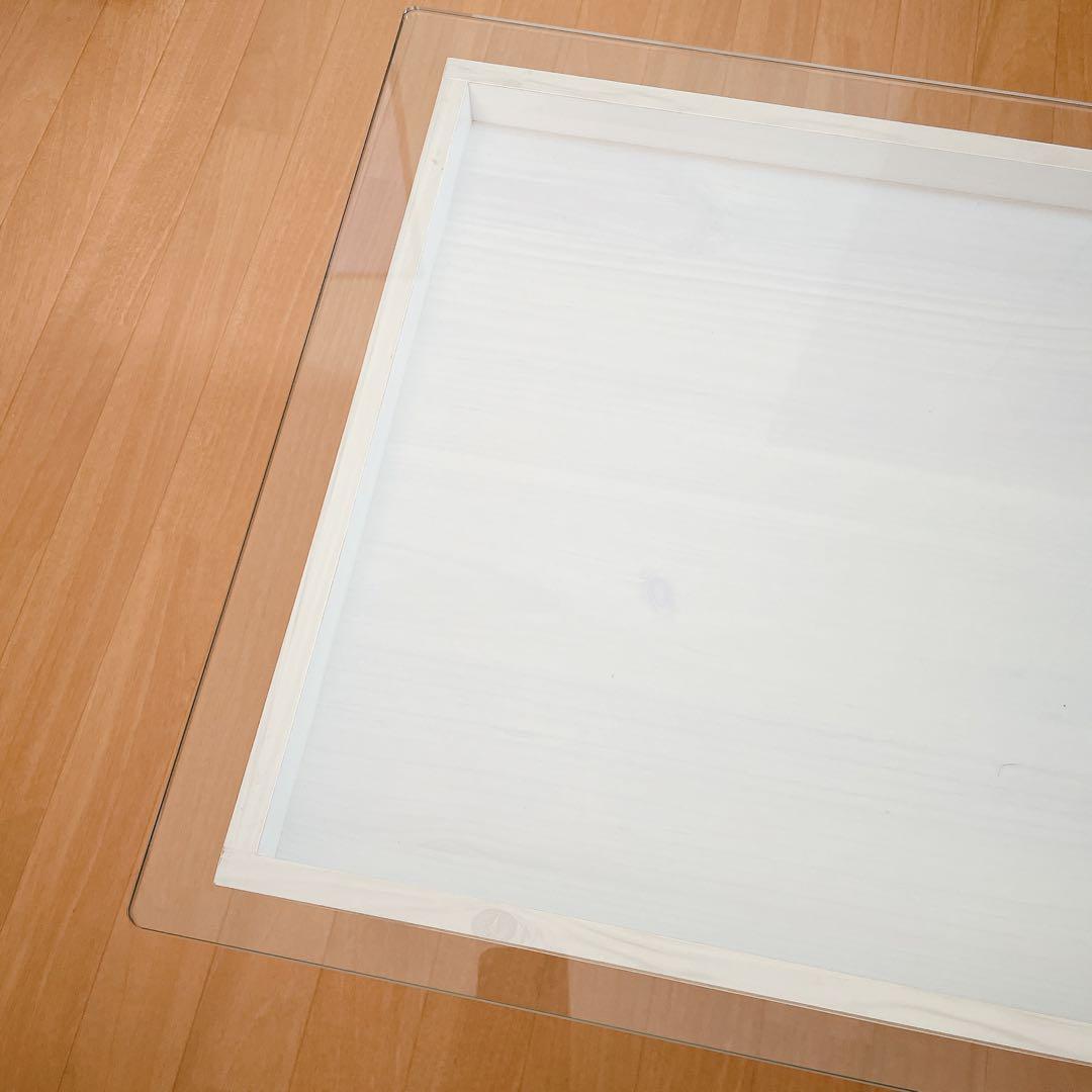 ガラステーブル 白 北欧 収納 おしゃれ テーブル 机 リビング ホワイト