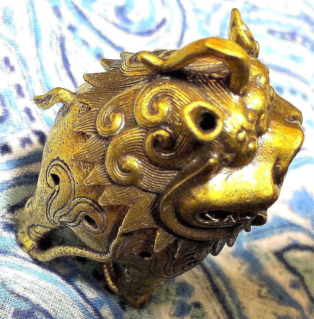魔除け！開運！金運！結界を張ります！本場チベット金銅製　古代神獣立像　祈祷済み