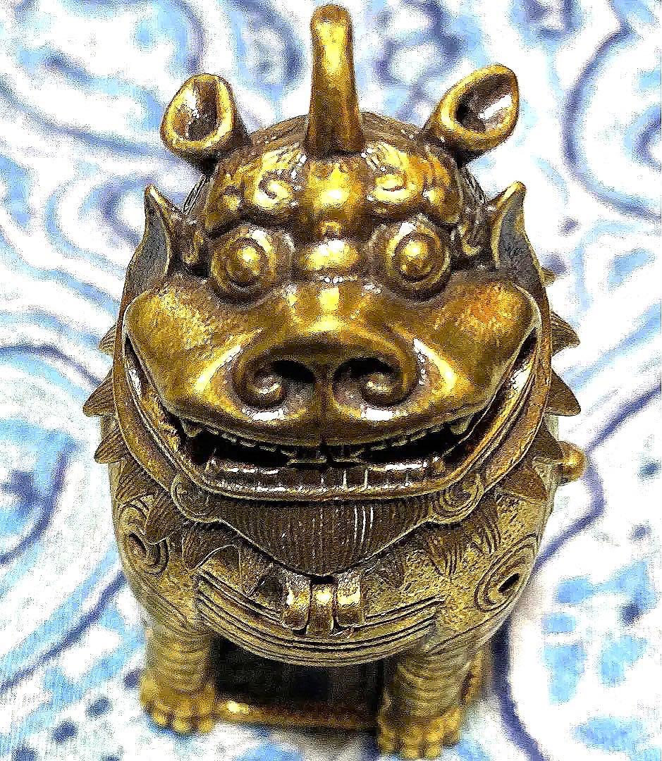 魔除け！開運！金運！結界を張ります！本場チベット金銅製　古代神獣立像　祈祷済み