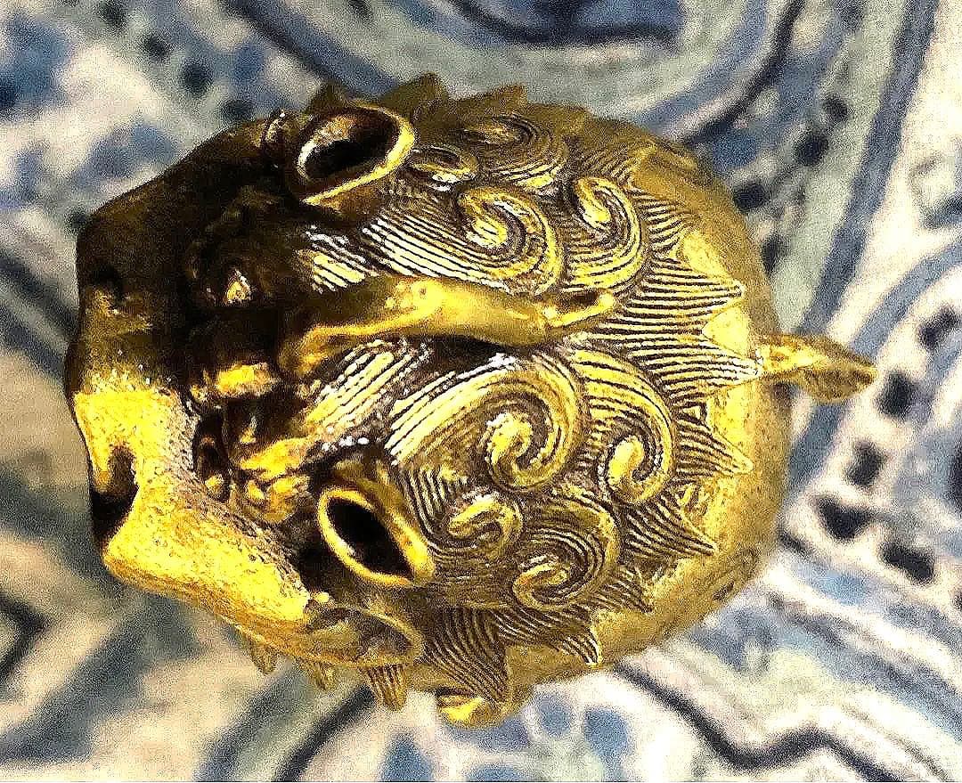 魔除け！開運！金運！結界を張ります！本場チベット金銅製　古代神獣立像　祈祷済み