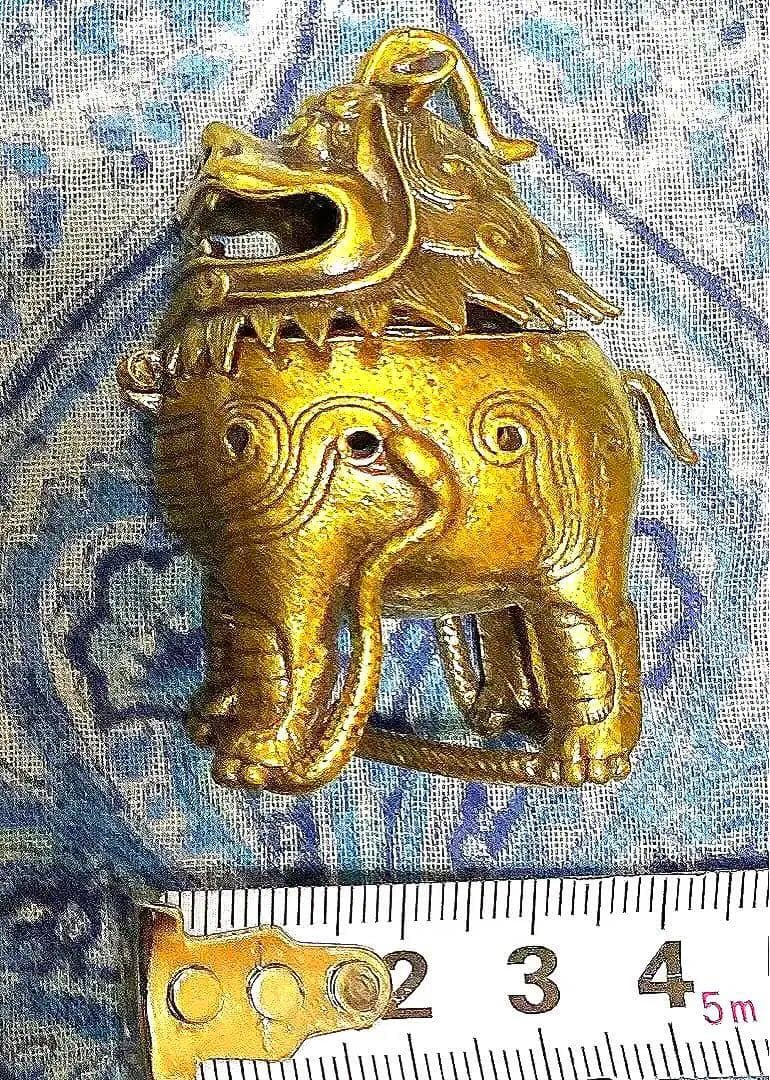 魔除け！開運！金運！結界を張ります！本場チベット金銅製　古代神獣立像　祈祷済み