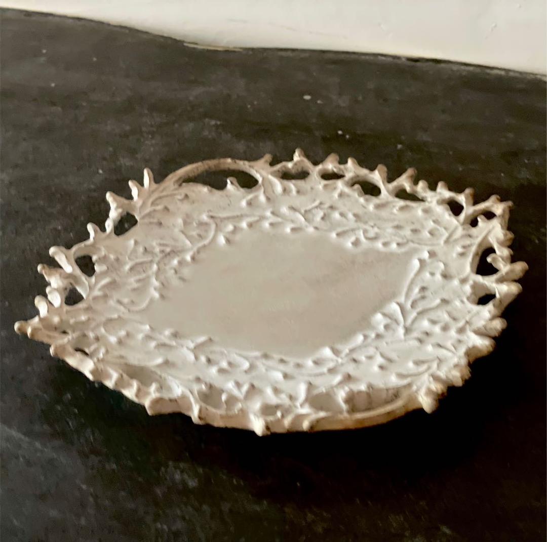 B ひし形 銀彩 イッチン 入手困難 伊藤剛俊 益子焼 透彫 ボウル 器 12