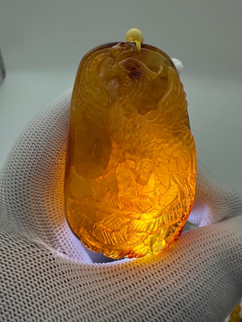 ☆天然☆ バルト海産 天然アンバー 琥珀 蜜蝋 ネックレス ペンダント大振66g