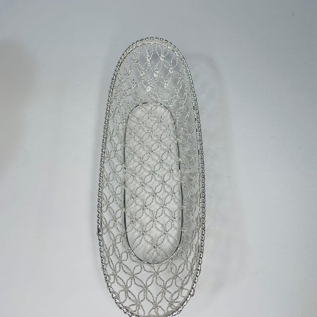 【未使用】銀座和光 銀細工 おしぼりトレイ かご編み 銀仕上げ 銀加工 5枚