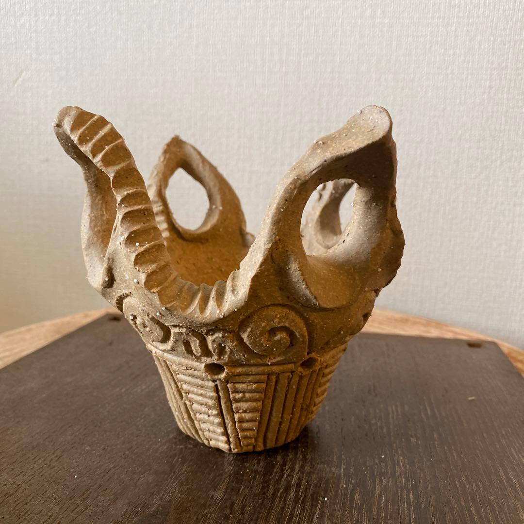 縄文土器デザインミニ植木鉢(本焼き)