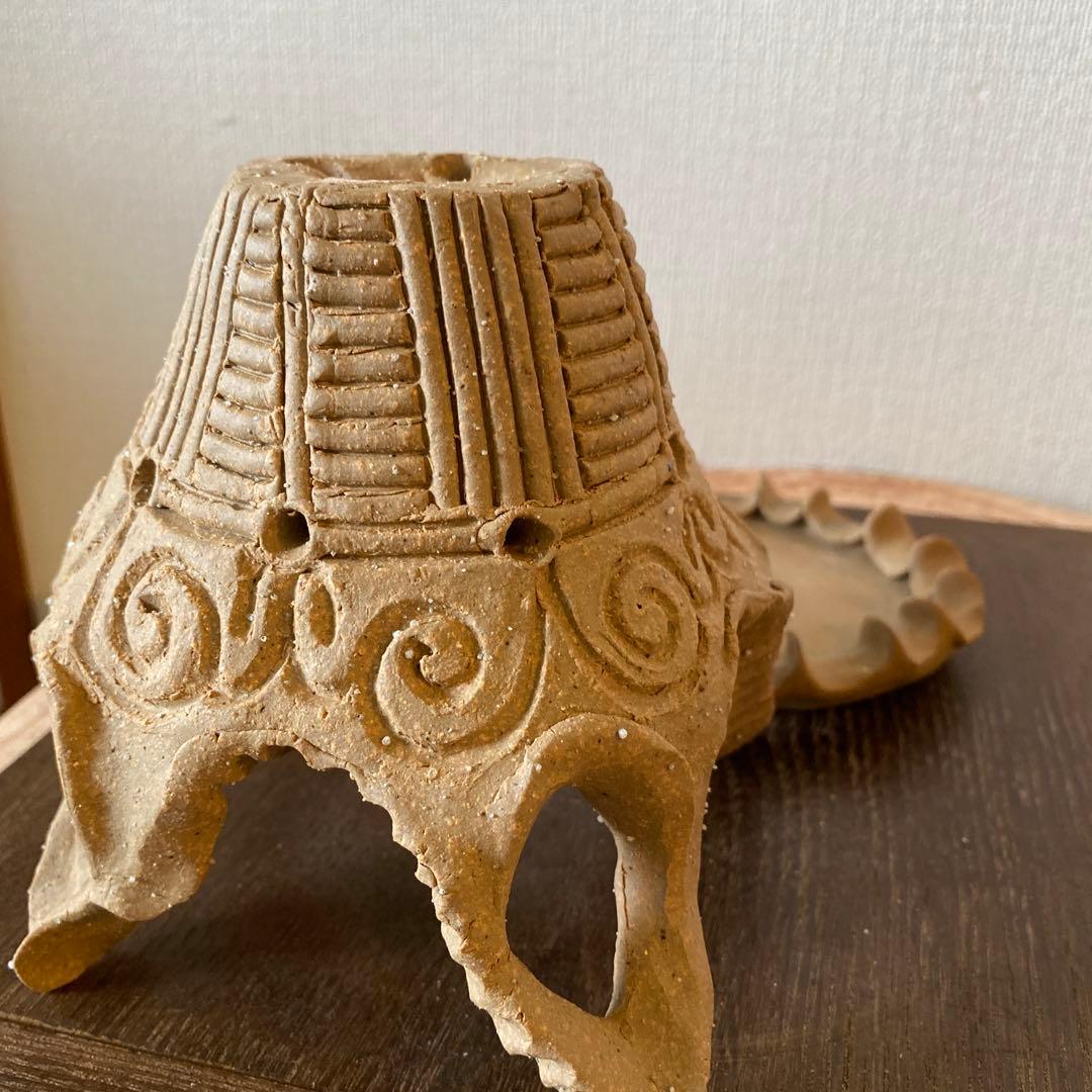 縄文土器デザインミニ植木鉢(本焼き)