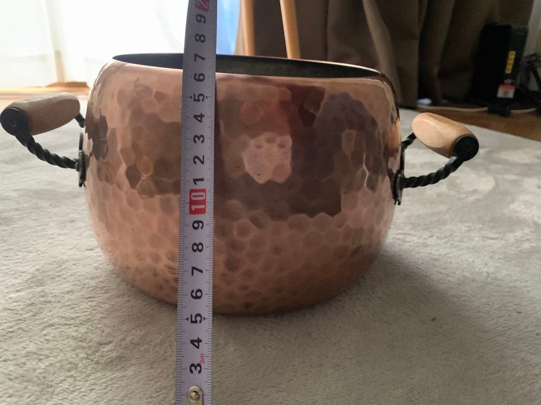 【希少】スイス製 銅製 打ち出し 両手深鍋 アンティーク